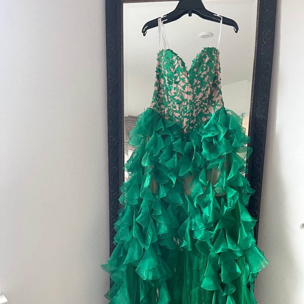 Sherri Hill Green strapless Corset dress